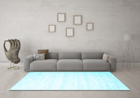 Machine Washable Solid Light Blue Modern Rug, wshcon644lblu