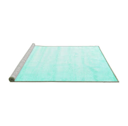 Sideview of Machine Washable Solid Turquoise Modern Area Rugs, wshcon644turq