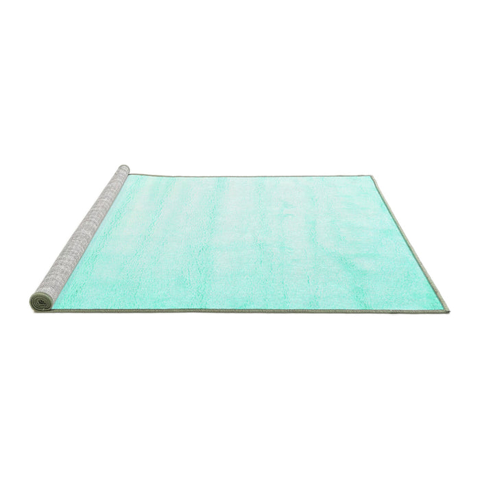 Sideview of Machine Washable Solid Turquoise Modern Area Rugs, wshcon644turq