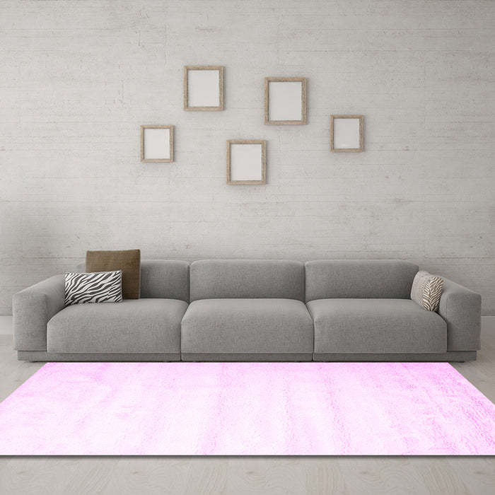 Machine Washable Solid Pink Modern Rug in a Living Room, wshcon644pnk