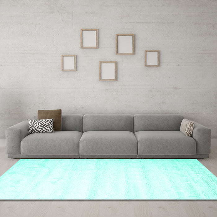Machine Washable Solid Turquoise Modern Area Rugs in a Living Room,, wshcon644turq