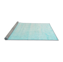 Sideview of Machine Washable Solid Light Blue Modern Rug, wshcon644lblu