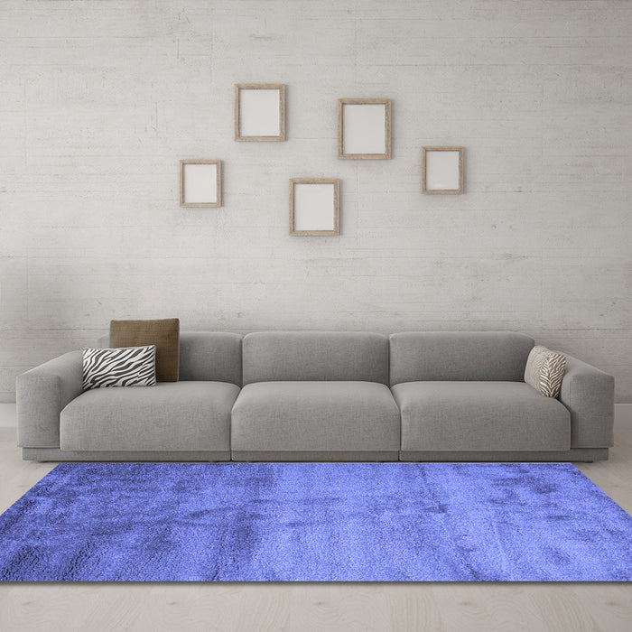 Machine Washable Abstract Blue Contemporary Rug in a Living Room, wshcon645blu