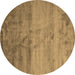 Round Abstract Brown Contemporary Rug, con645brn