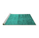 Sideview of Machine Washable Abstract Turquoise Contemporary Area Rugs, wshcon645turq