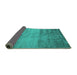 Sideview of Abstract Turquoise Contemporary Rug, con645turq