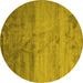 Round Abstract Yellow Contemporary Rug, con645yw