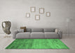 Machine Washable Abstract Emerald Green Contemporary Area Rugs in a Living Room,, wshcon645emgrn