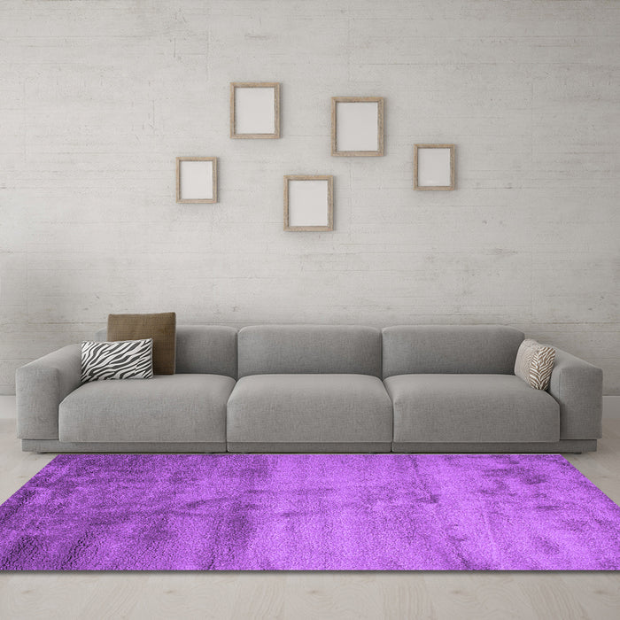 Machine Washable Abstract Purple Contemporary Area Rugs in a Living Room, wshcon645pur