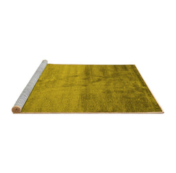 Sideview of Machine Washable Abstract Yellow Contemporary Rug, wshcon645yw