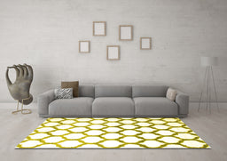 Machine Washable Terrilis Yellow Contemporary Rug in a Living Room, wshcon646yw