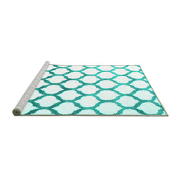 Sideview of Machine Washable Terrilis Turquoise Contemporary Area Rugs, wshcon646turq