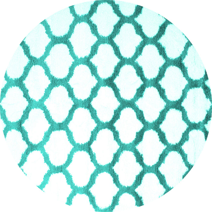Round Machine Washable Terrilis Turquoise Contemporary Area Rugs, wshcon646turq