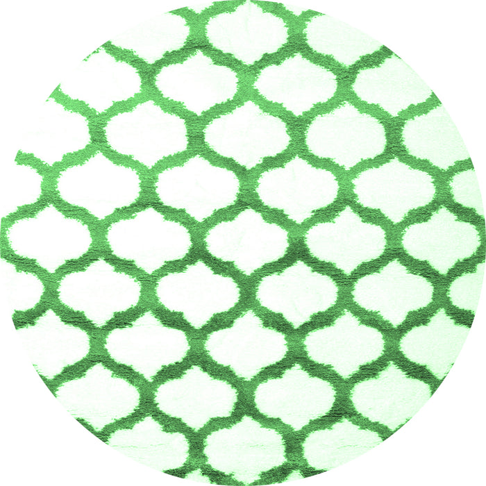 Round Machine Washable Terrilis Emerald Green Contemporary Area Rugs, wshcon646emgrn