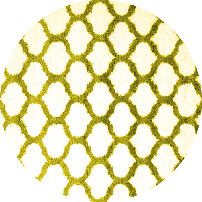 Round Machine Washable Terrilis Yellow Contemporary Rug, wshcon646yw