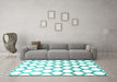 Machine Washable Terrilis Turquoise Contemporary Area Rugs in a Living Room,, wshcon646turq