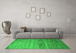 Machine Washable Abstract Green Contemporary Area Rugs in a Living Room,, wshcon647grn