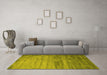 Machine Washable Abstract Yellow Contemporary Rug in a Living Room, wshcon647yw
