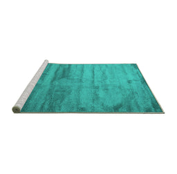 Sideview of Machine Washable Abstract Turquoise Contemporary Area Rugs, wshcon647turq