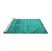 Sideview of Machine Washable Abstract Turquoise Contemporary Area Rugs, wshcon647turq