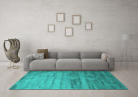 Machine Washable Abstract Turquoise Contemporary Rug, wshcon647turq