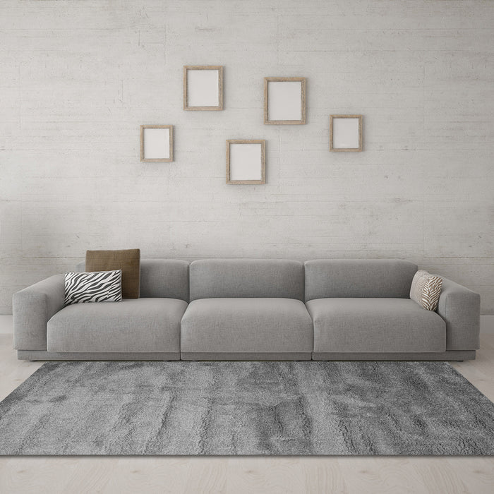 Machine Washable Abstract Gray Contemporary Rug in a Living Room,, wshcon647gry