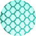 Round Machine Washable Terrilis Turquoise Contemporary Area Rugs, wshcon648turq