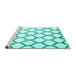 Sideview of Machine Washable Terrilis Turquoise Contemporary Area Rugs, wshcon648turq