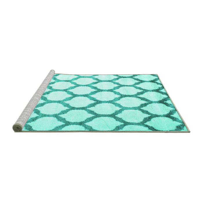 Sideview of Machine Washable Terrilis Turquoise Contemporary Area Rugs, wshcon648turq