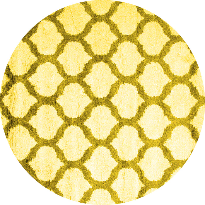 Round Machine Washable Terrilis Yellow Contemporary Rug, wshcon648yw