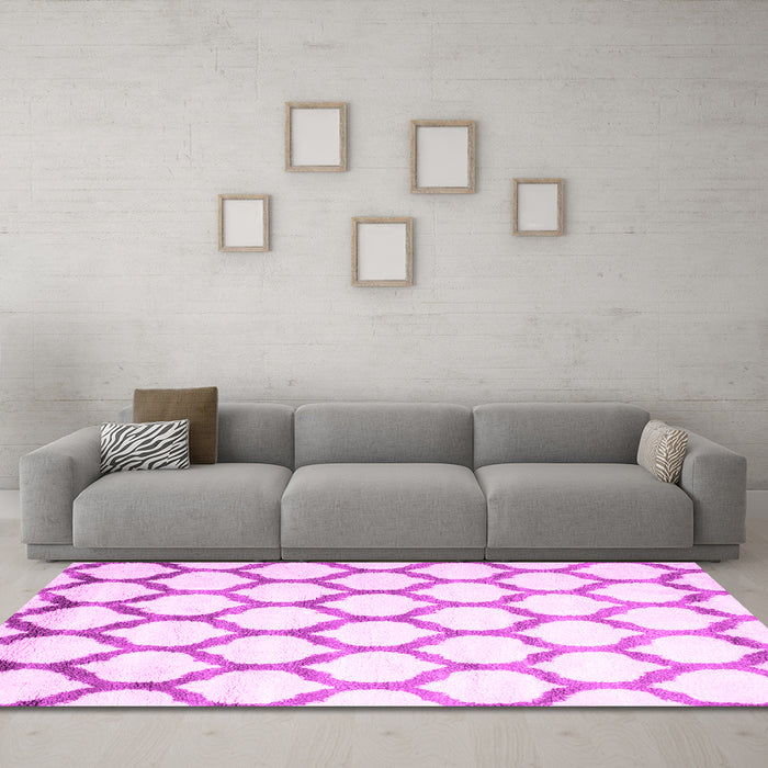 Machine Washable Terrilis Pink Contemporary Rug in a Living Room, wshcon648pnk