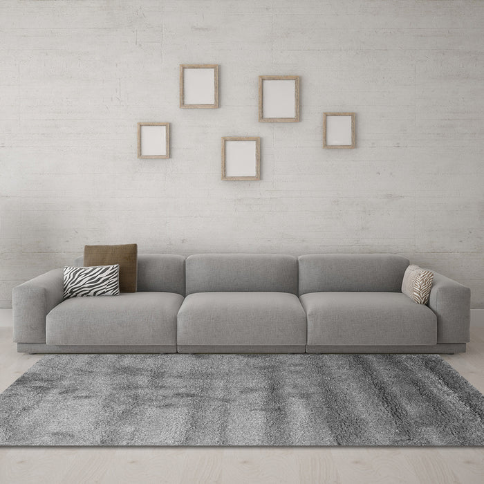 Machine Washable Abstract Gray Contemporary Rug in a Living Room,, wshcon649gry