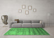 Machine Washable Abstract Emerald Green Contemporary Area Rugs in a Living Room,, wshcon649emgrn