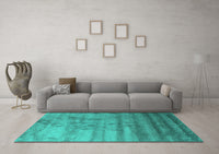 Machine Washable Abstract Turquoise Contemporary Rug, wshcon649turq