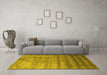 Machine Washable Abstract Yellow Contemporary Rug in a Living Room, wshcon649yw