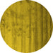 Round Abstract Yellow Contemporary Rug, con649yw