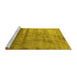Sideview of Machine Washable Abstract Yellow Contemporary Rug, wshcon649yw