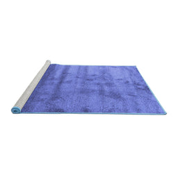 Sideview of Machine Washable Abstract Blue Contemporary Rug, wshcon649blu