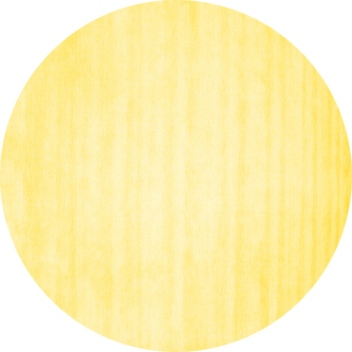 Round Machine Washable Solid Yellow Modern Rug, wshcon64yw