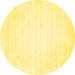 Round Machine Washable Solid Yellow Modern Rug, wshcon64yw