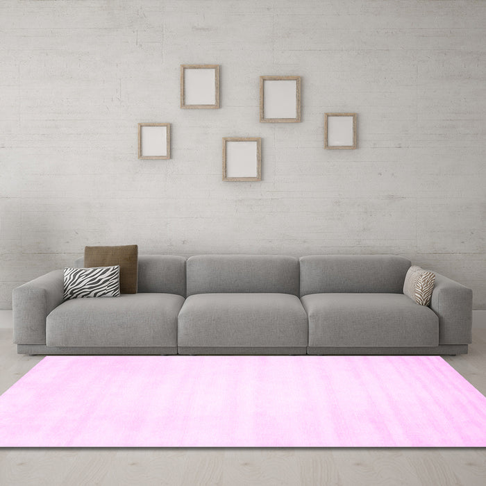 Machine Washable Solid Pink Modern Rug in a Living Room, wshcon64pnk