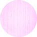 Round Machine Washable Solid Pink Modern Rug, wshcon64pnk