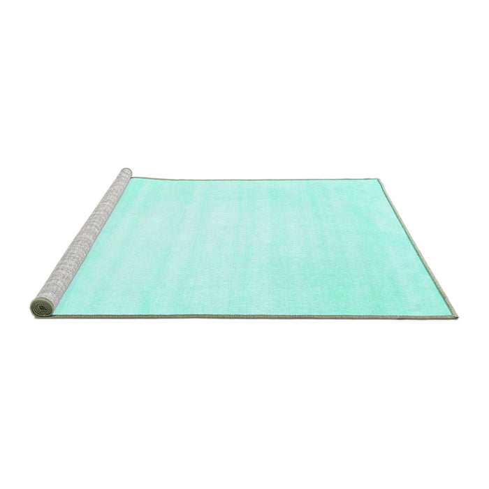 Sideview of Machine Washable Solid Turquoise Modern Area Rugs, wshcon64turq