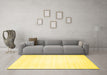 Machine Washable Solid Yellow Modern Rug in a Living Room, wshcon64yw