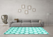 Machine Washable Terrilis Turquoise Contemporary Area Rugs in a Living Room,, wshcon650turq