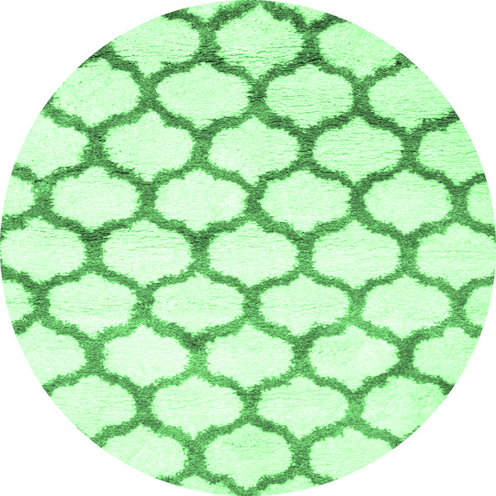 Round Machine Washable Terrilis Emerald Green Contemporary Area Rugs, wshcon650emgrn
