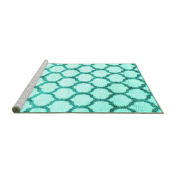 Sideview of Machine Washable Terrilis Turquoise Contemporary Area Rugs, wshcon650turq