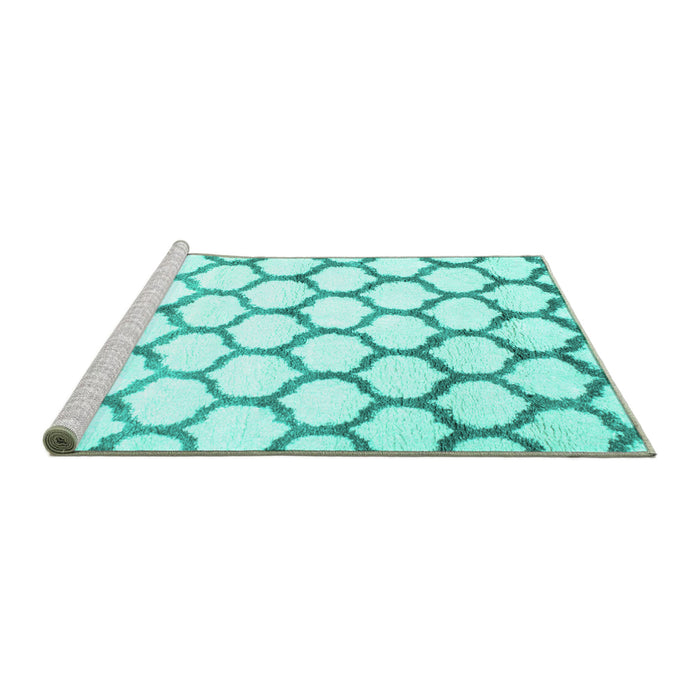 Sideview of Machine Washable Terrilis Turquoise Contemporary Area Rugs, wshcon650turq