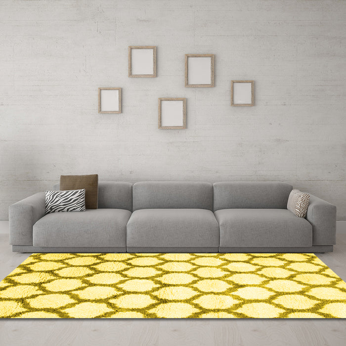 Machine Washable Terrilis Yellow Contemporary Rug in a Living Room, wshcon650yw