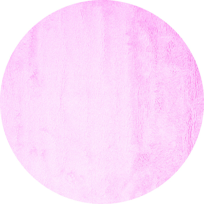 Round Machine Washable Solid Pink Modern Rug, wshcon651pnk